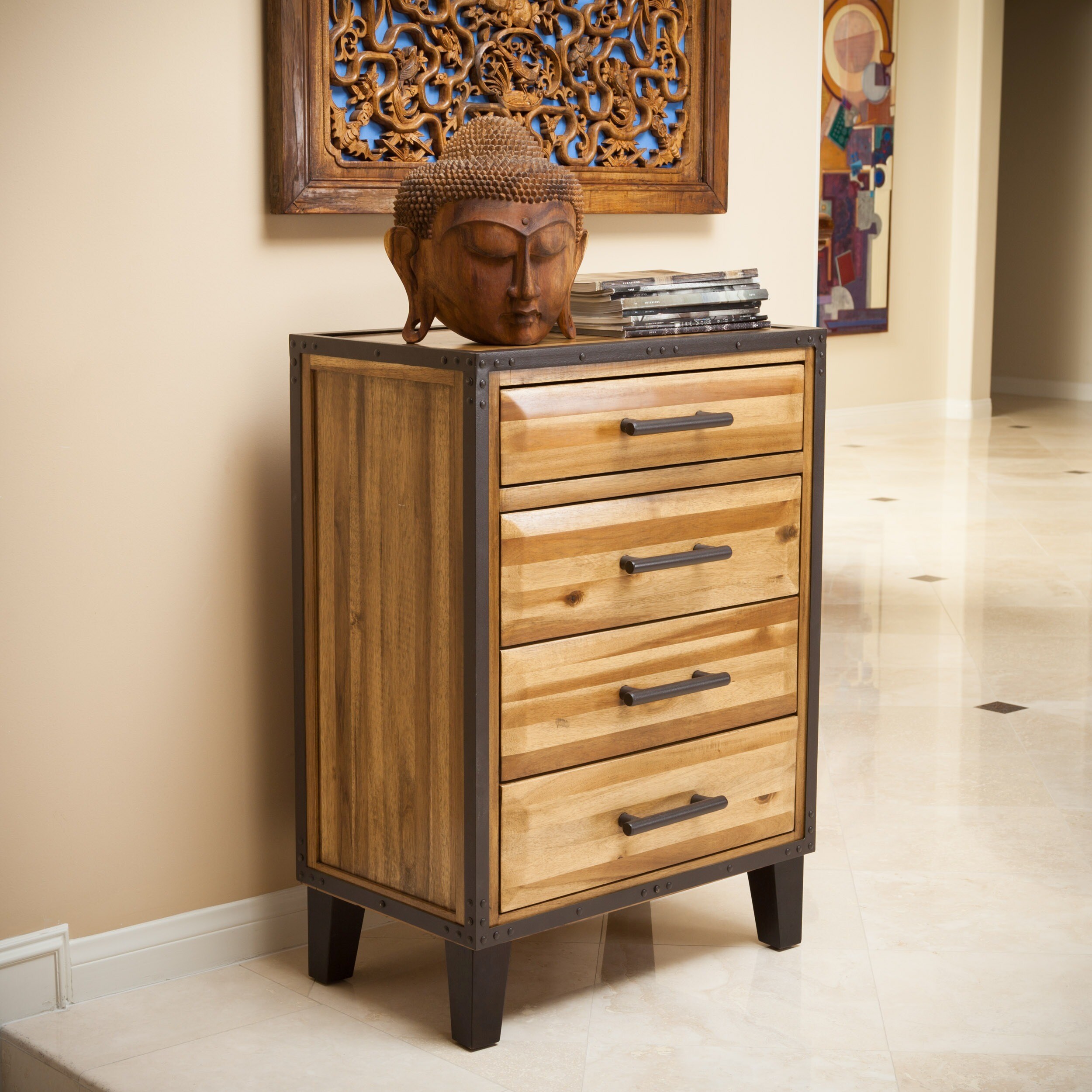 Shop Luna Acacia Wood 4drawer Chest by Christopher Knight Home Brown
