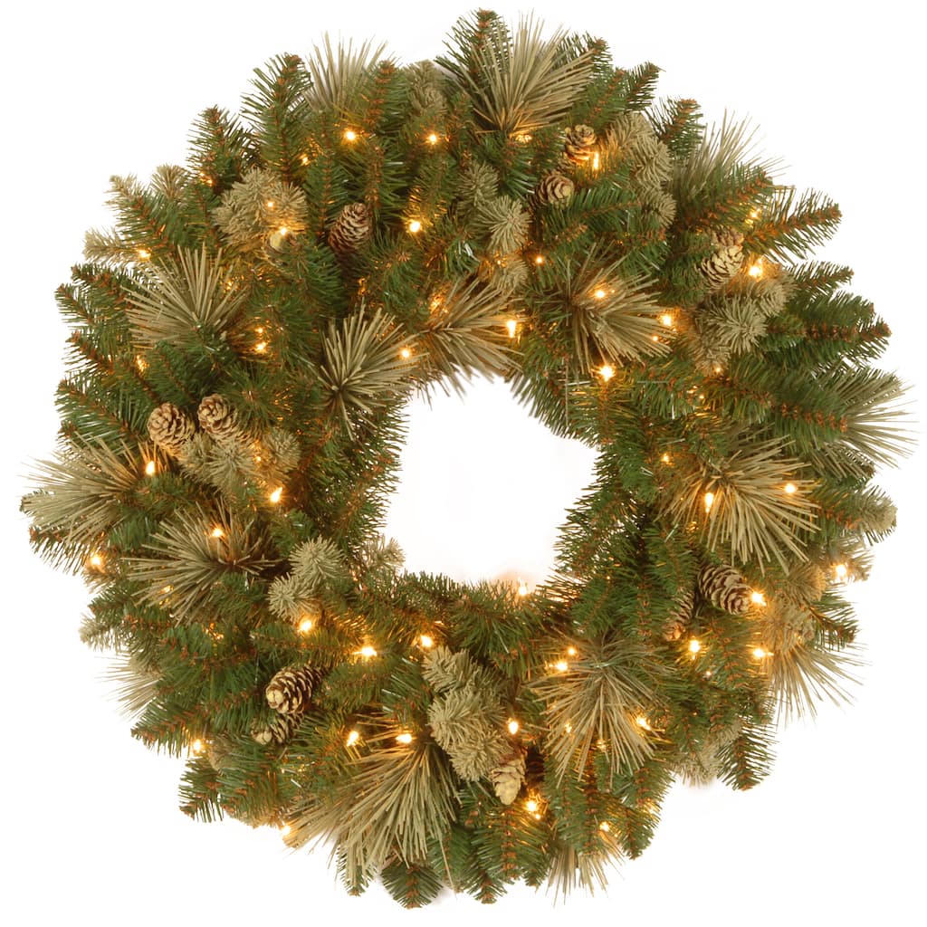 Carolina Pine Wreath with Clear Lights