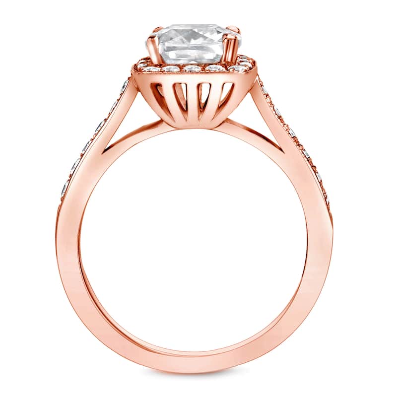 Auriya 14k Rose Gold 2ctw Cushion-cut Halo Diamond Engagement Ring Certified (H-I, SI1-SI2)