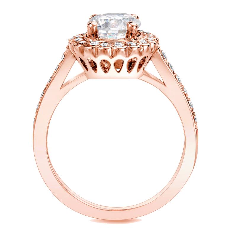 Auriya 14k Rose Gold 1 1/3ctw Round Halo Diamond Engagement Ring Certified
