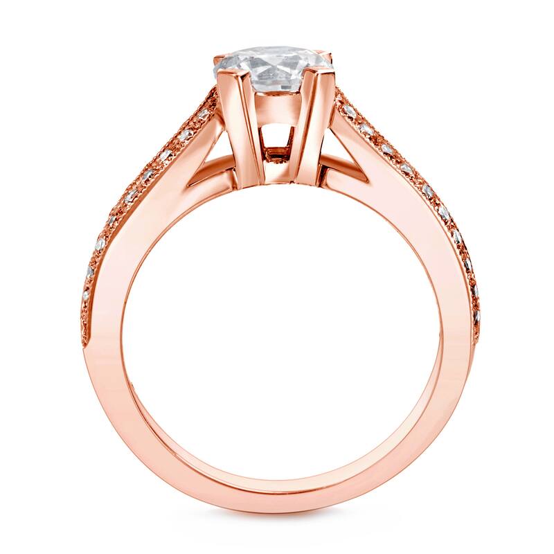 Auriya 14k Rose Gold 1 1/4ctw Modern Round Diamond Engagement Ring Certified (H-I, SI1-SI2)
