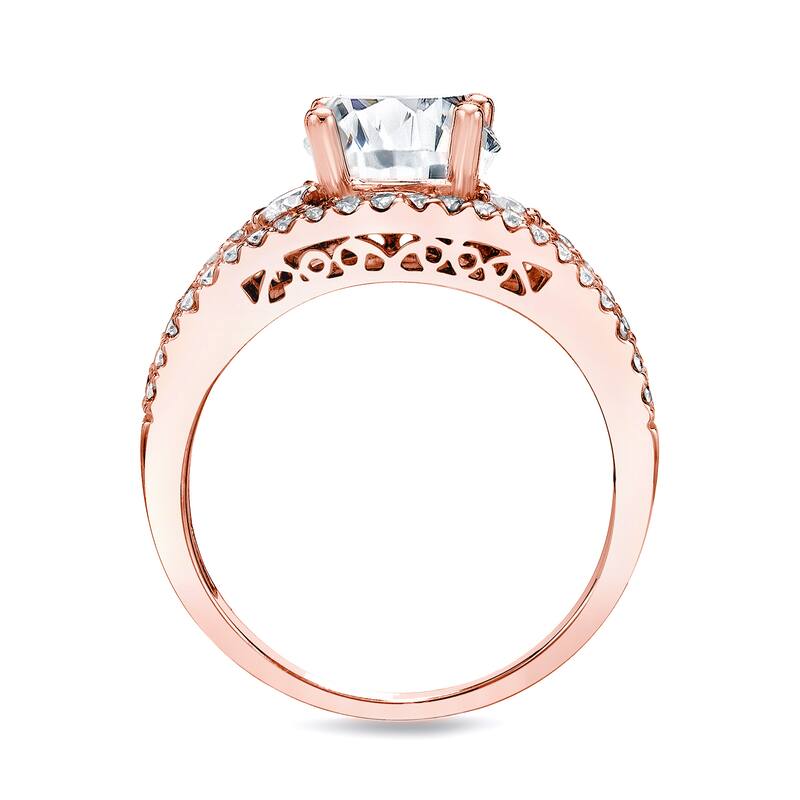 Auriya 14k Rose Gold 1 1/4ctw 3-stone Diamond Engagement Ring