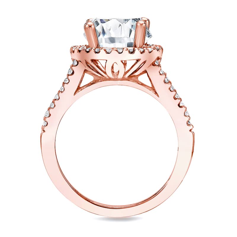 Auriya 14k Rose Gold Halo Diamond Engagement Ring 1 3/4ctw Certified