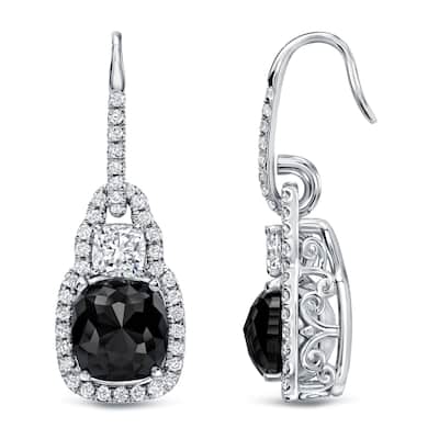 Auriya 6 1/6ctw Fancy Cushion-cut Halo Black Diamond Dangle Earrings 18k Gold (H-I, VS1-VS2)