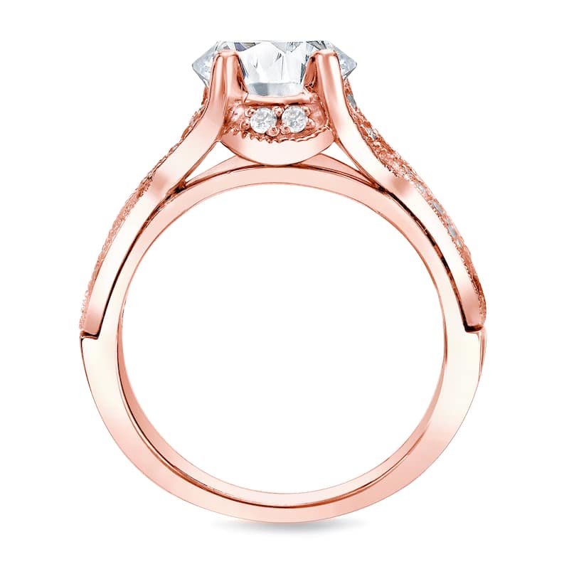 Auriya Twisted Split Shank 1 1/2ct TDW Round Diamond Engagement Ring Set 14k Rose Gold