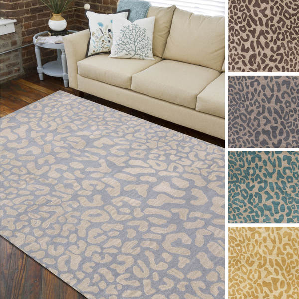Handtufted Jungle Animal Print Wool Area Rug (6' x 9') 6' x 9
