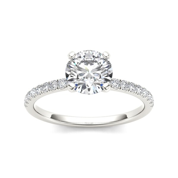 Shop De Couer 14k White Gold 1ct TDW Diamond Classic Engagement Ring ...