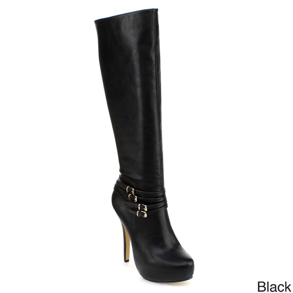 Shop DBDK Women's 'Hitton-1' Platform Stiletto Ankle-strap Knee-high ...