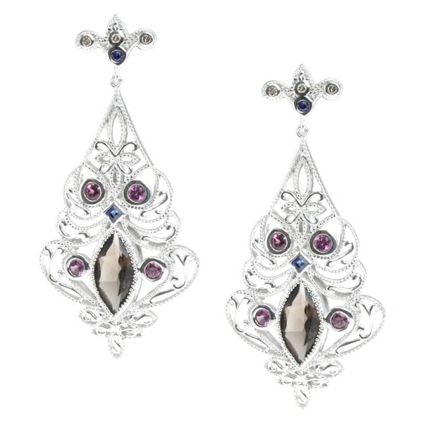 Sterling Silver Diamond Accent Multi gemstone Earrings   16608466