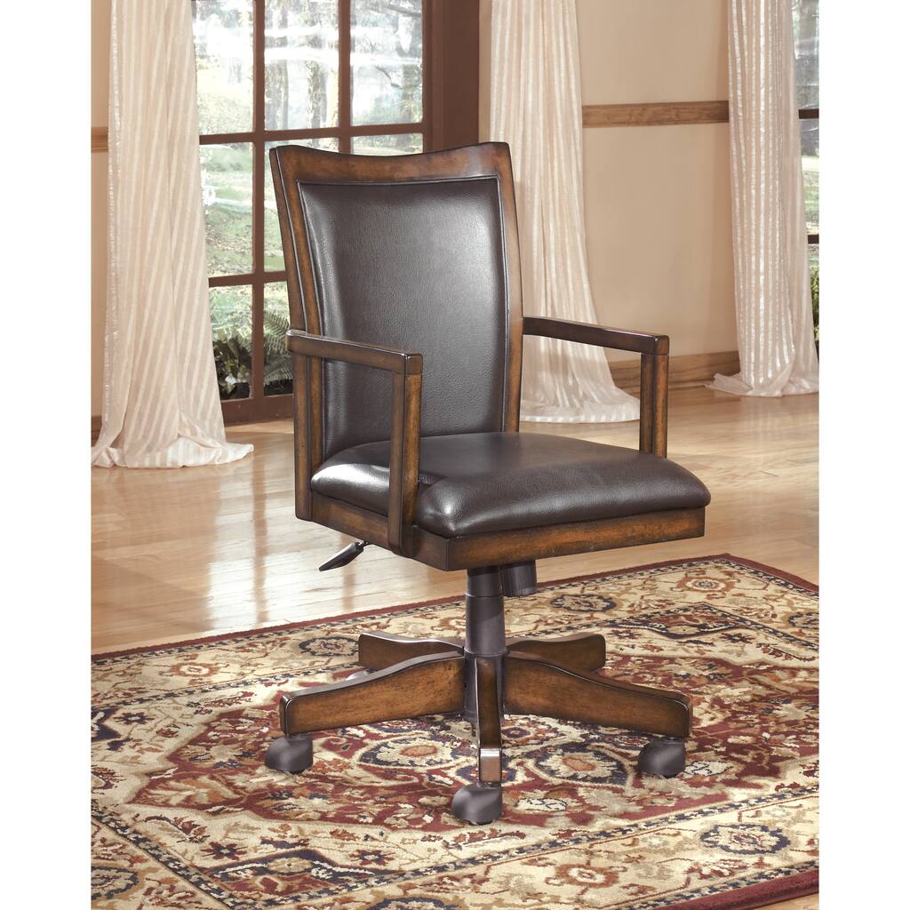 Hamlyn Traditional Home Office Swivel Desk Chair Medium Brown - N/A