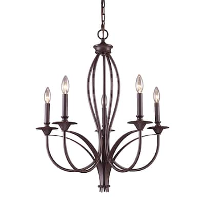 Elk Home Medford Oiled Bronze Metal 5 Light Chandelier