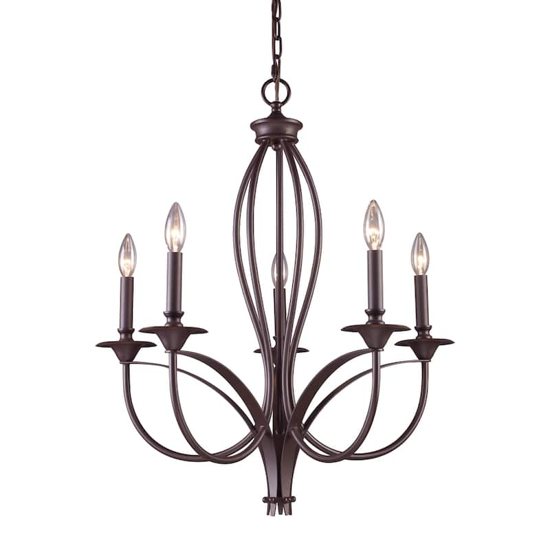 Elk Home Medford Oiled Bronze Metal 5 Light Chandelier - Oiled Bronze