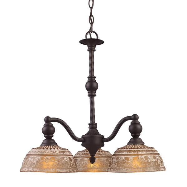 slide 1 of 1, Elk Home Norwich Oiled Bronze With Amber Glass 3 Light Chandelier