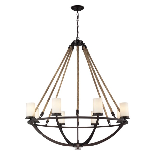 Elk Lighting 8 Light Natural Rope Aged Bronze Chandelier Elk Lighting 8 Light Natural Rope Aged Bronze Chandelier