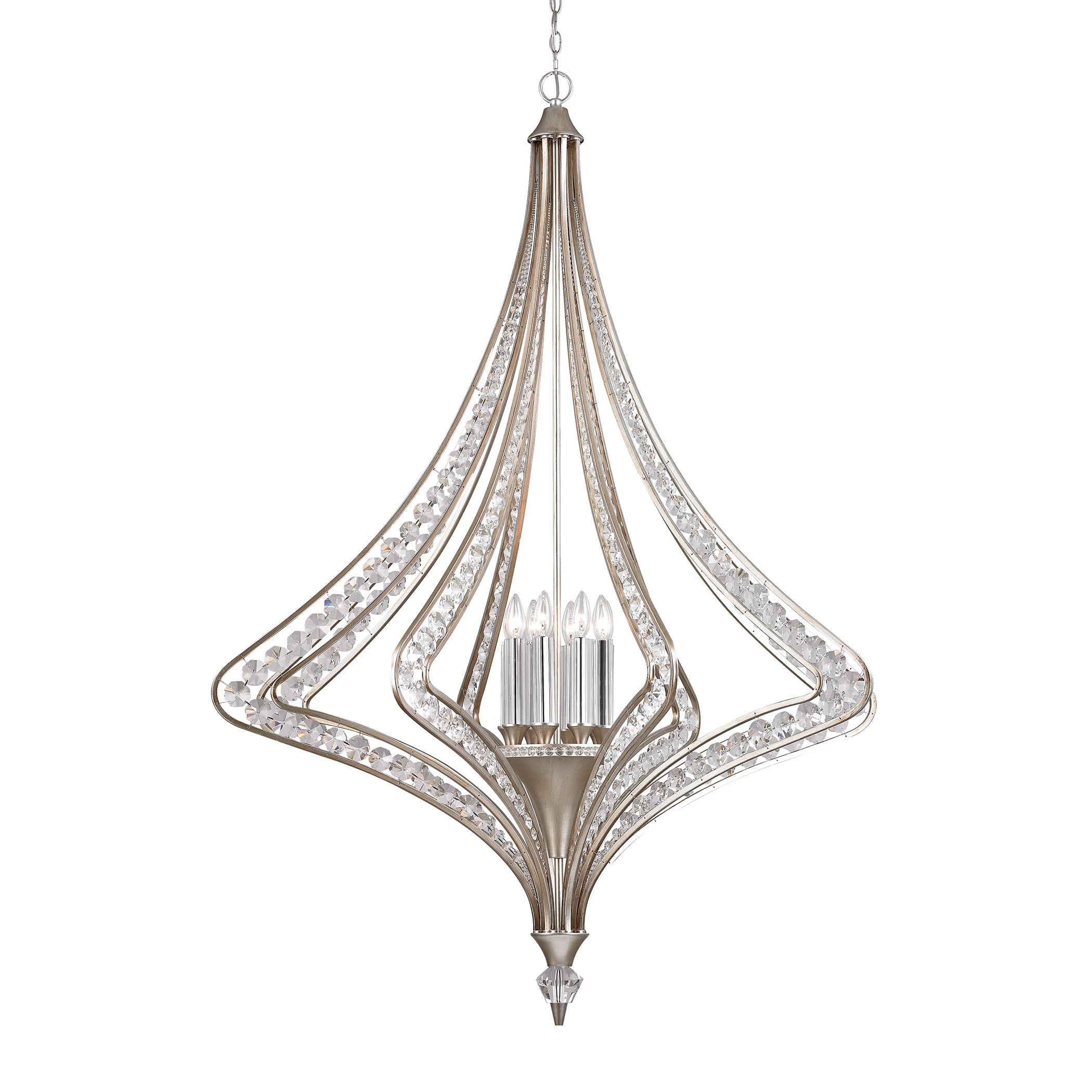 Elk Lighting 'Ventoux' 8-light Satin Silver Chandelier (Ventoux Satin Silver Chandelier) - Chandeliers For Bedrooms by Overstock.com
