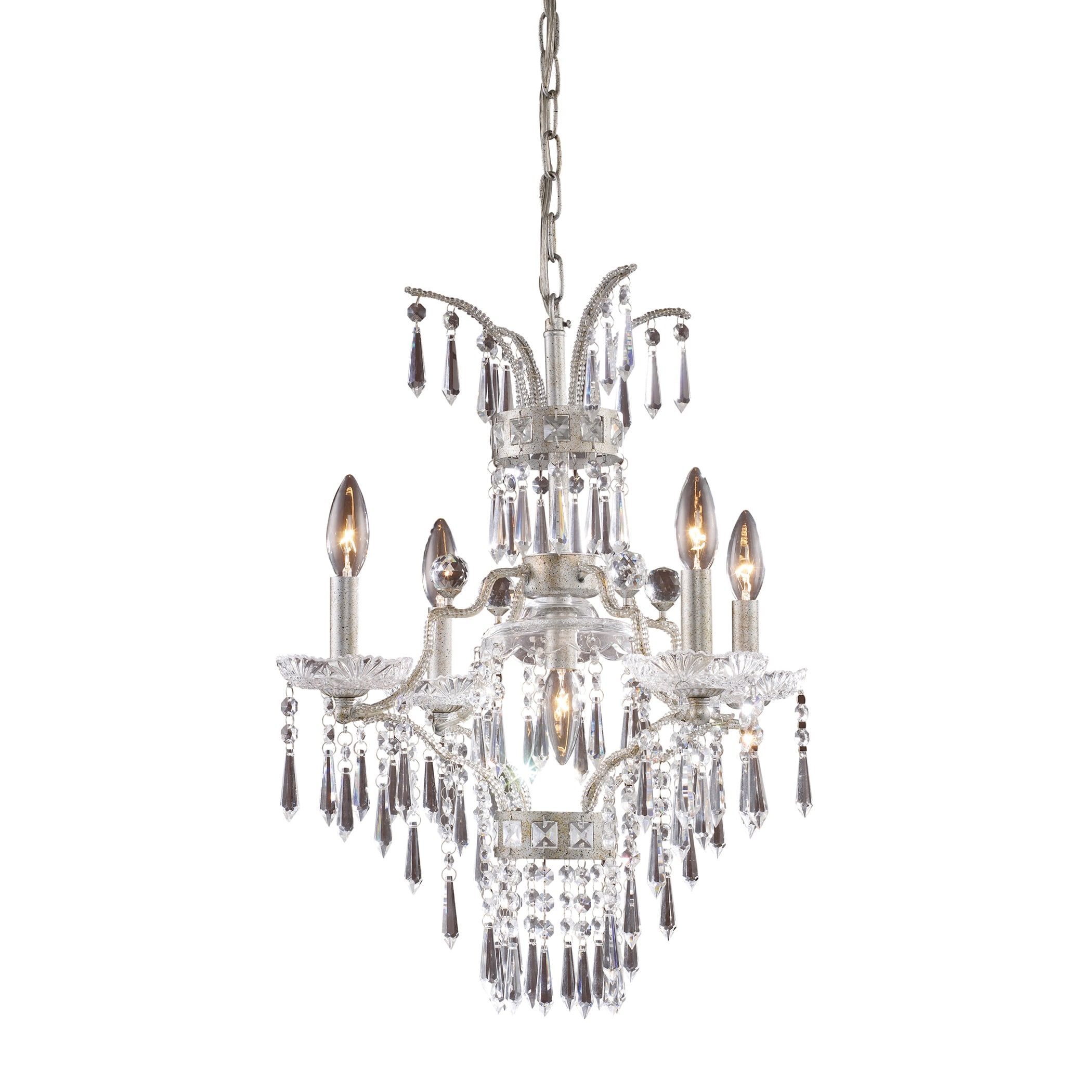 Elk Lighting La Fontaine 5-light Sunset Silver Chandelier (La Fontaine 5 Light Sunset Silver Chandelier) - Chandeliers For Bedrooms by Overstock.com