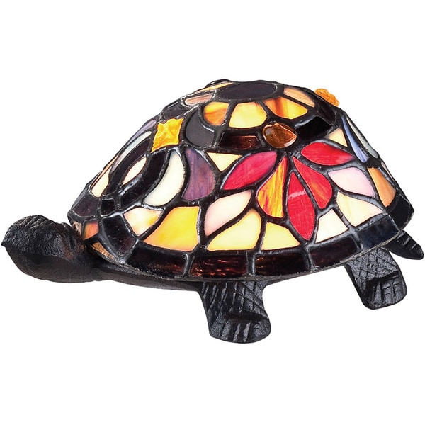 Tiffany-style Flower Turtle Single-light Accent Figurine Lamp