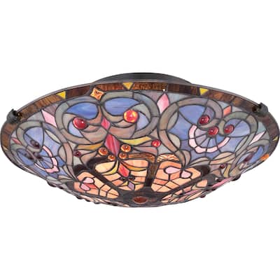 Copper Grove Cains Tiffany-style Carroll 2-light Vintage Bronze Large Floating Flush Mount