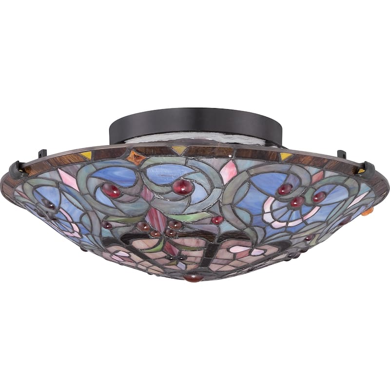 Copper Grove Cains Tiffany-style Carroll 2-light Vintage Bronze Large Floating Flush Mount