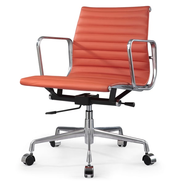 Shop M341 Orange Genuine Italian Leather Modern Office Chair Free