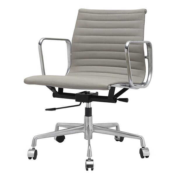 Shop M341 Grey Genuine Italian Leather Modern Office Chair - Free ...