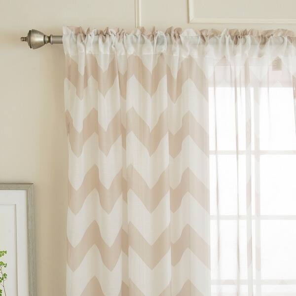 Shop Aurora Home Sheer Chevron Rod Pocket 84 Inch Curtain Panel