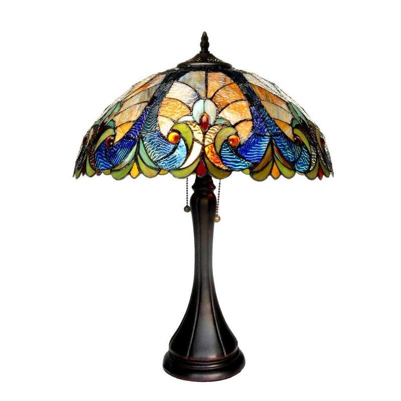 Tiffany Style Victorian Design 2-light Bronze Table Lamp