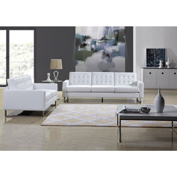 Angela White Leather Modern Sofa And Loveseat Set Free Angela White Leather Modern Sofa And Loveseat Set