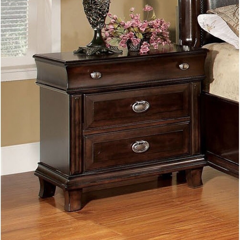 Shop Furniture Of America Dere Transitional Cherry Solid Wood Nightstand Overstock 9422593