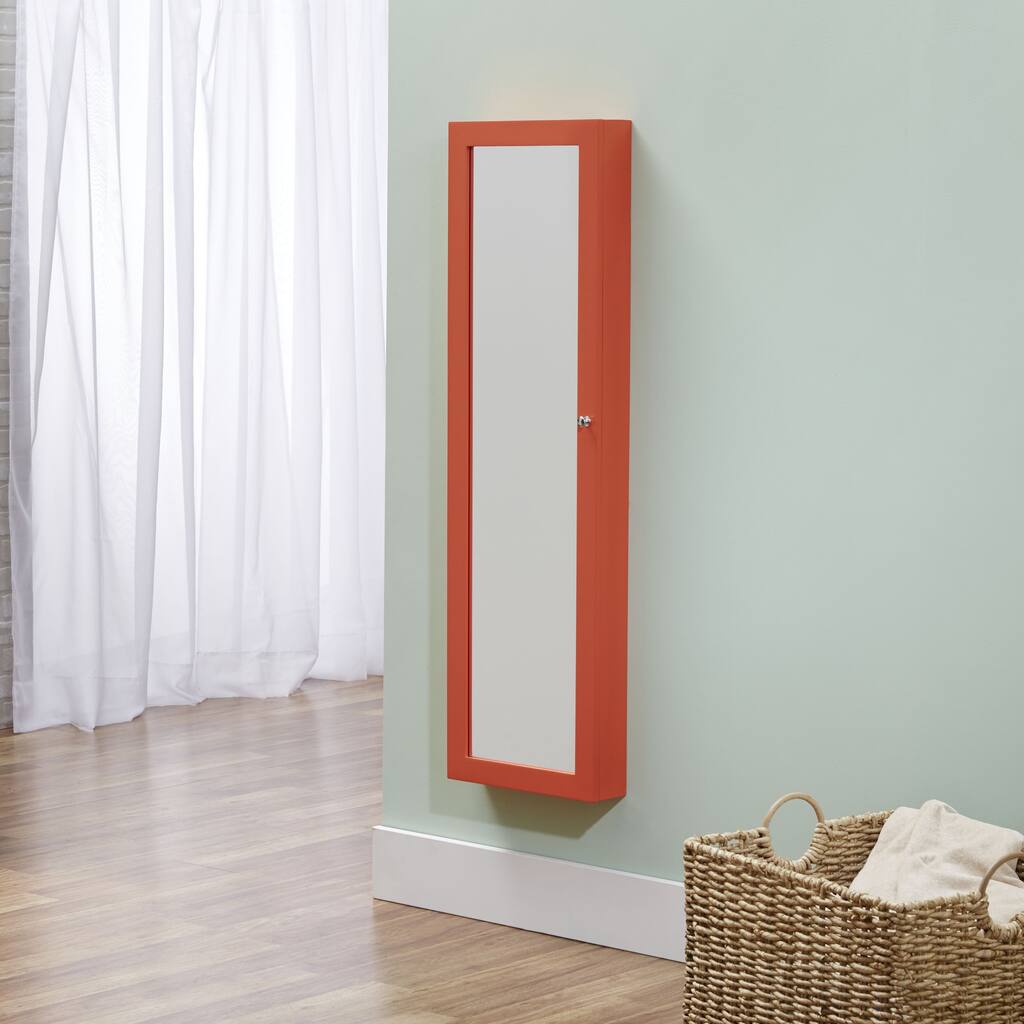 FirsTime & Co. InnerSpace Over-the-Door / Wall-Hang / Mirrored / Coral Jewelry Armoire