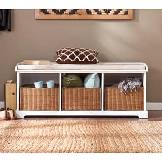 slide 1 of 1, Harper Blvd Lima White Entryway Storage Bench
