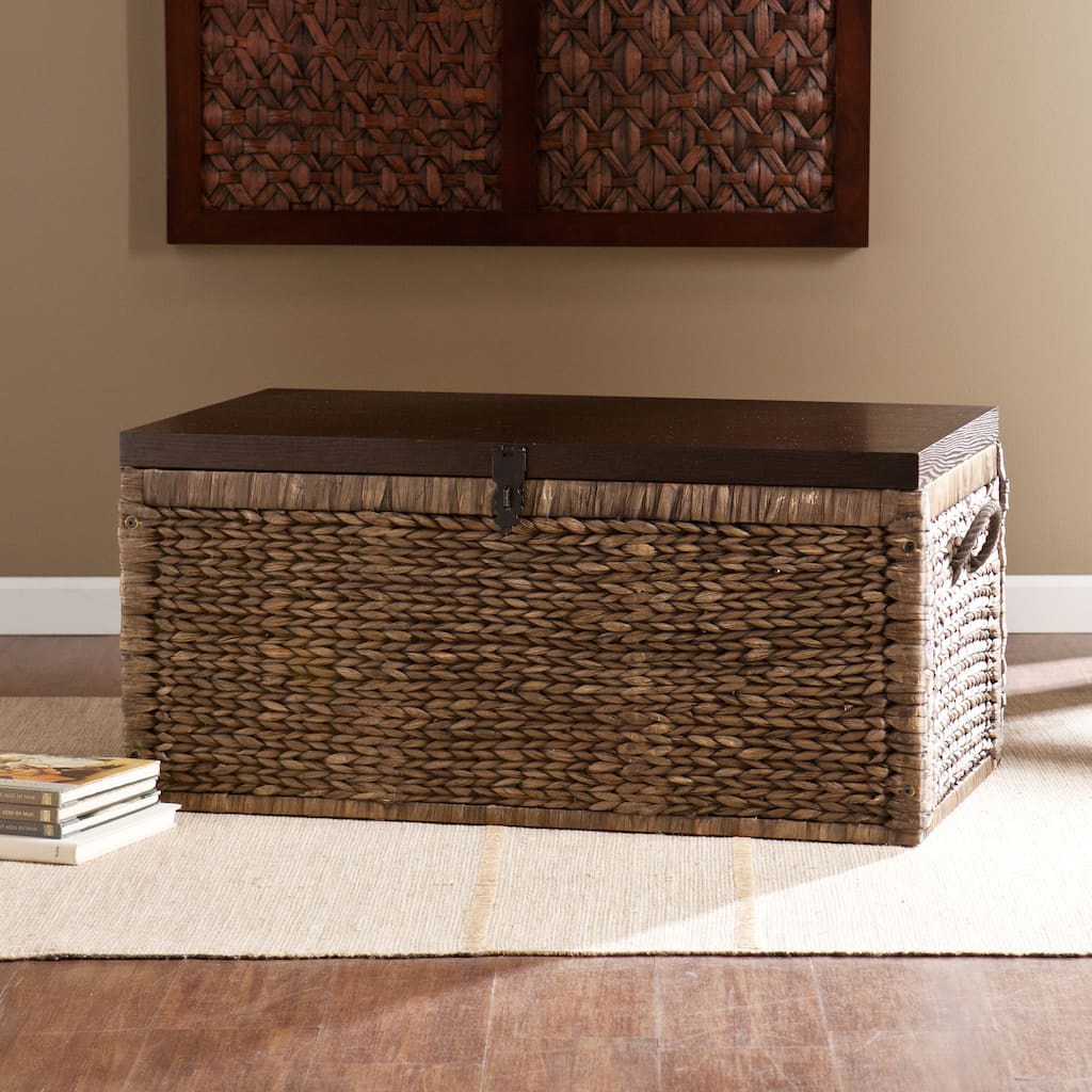 SEI Furniture Keene Espresso Woven Hyacinth Trunk Coffee Table