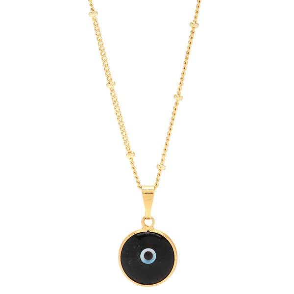 Mint Jules Black Enamel Evil Eye Pendant Gold-filled Chain Necklace