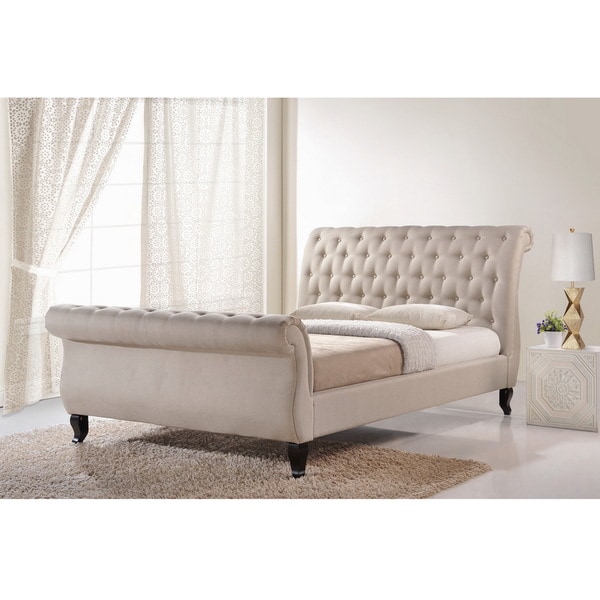 Baxton Studio Arran Light Beige Linen Platform Bed On Sale Bed