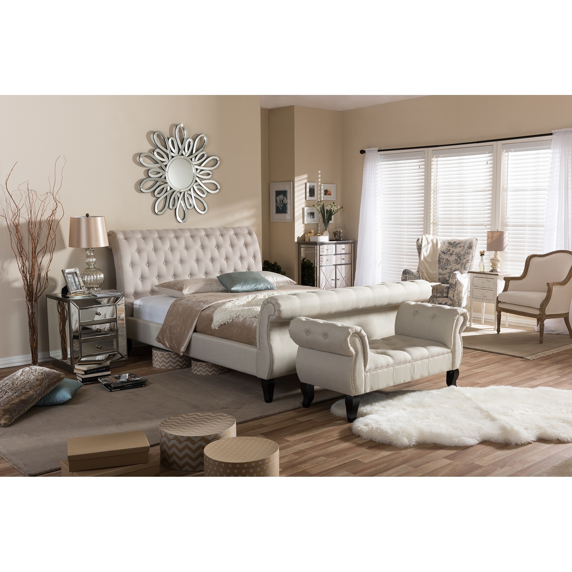 Baxton Studio Arran Light Beige Linen Platform Bed On Sale Bed