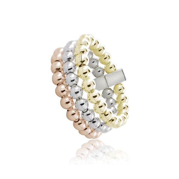 Solid Sterling Silver 3 Colour Wavy Triple Band Ring Solid Sterling Silver 3 Colour Wavy Triple Band Ring