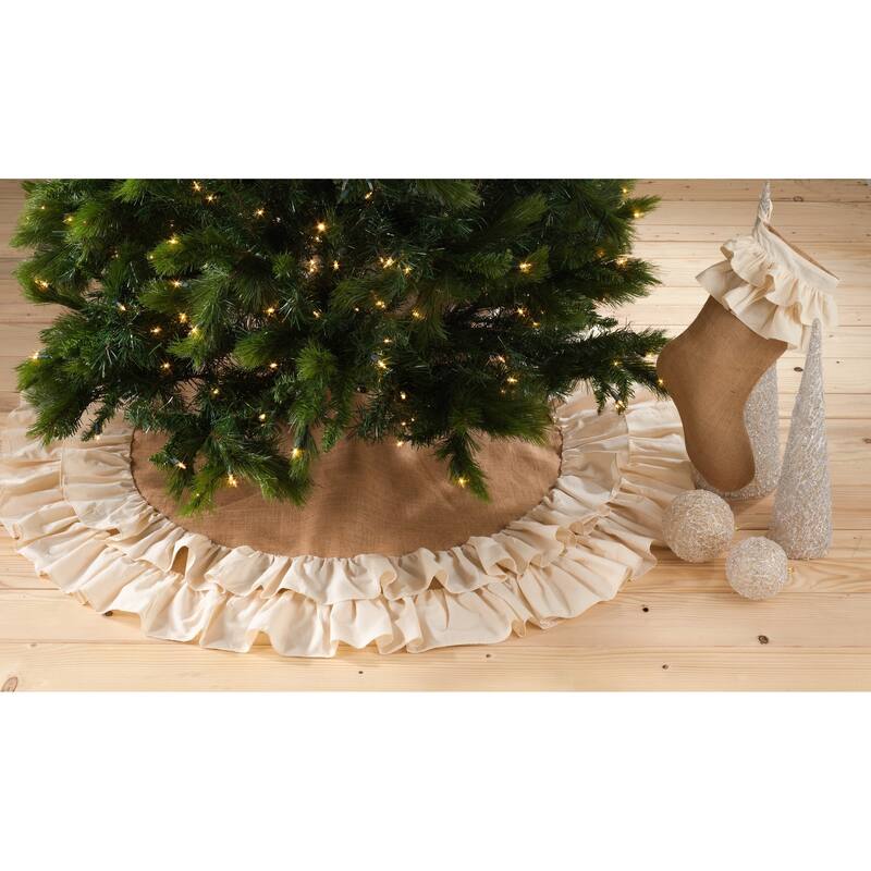 Cotton and Jute Ruffled Tree Skirt