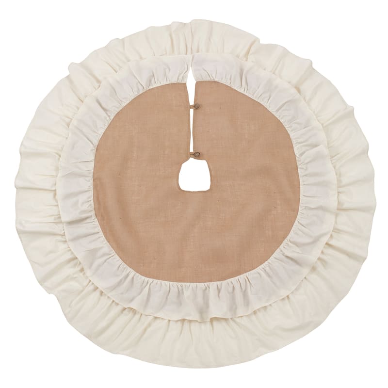 Cotton and Jute Ruffled Tree Skirt
