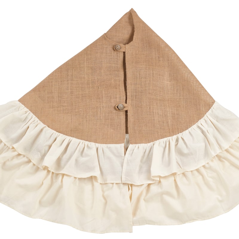 Cotton and Jute Ruffled Tree Skirt