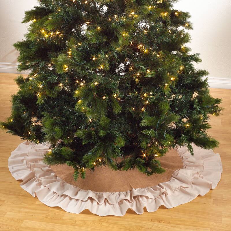 Cotton and Jute Ruffled Tree Skirt - 72"x72"