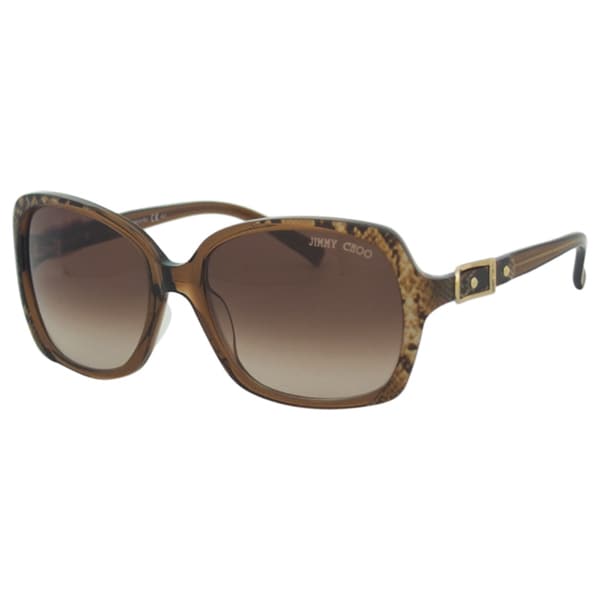 Jimmy Choo Womens Lela/S YO9 JD Gold Snake Brown Square Sunglasses