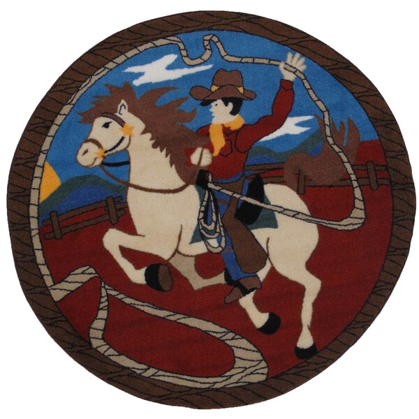 Shop Rope' Em Multicolored Accent Rug - 39 inches Round ... (600 x 600 Pixel)