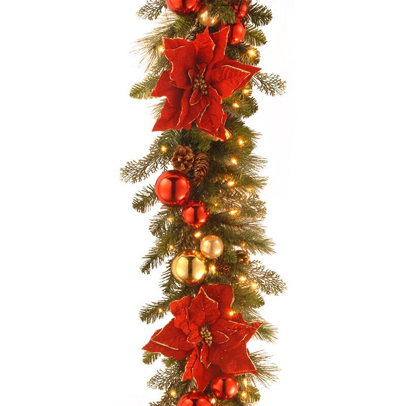 National Tree Company 9 ft. Decorative Collection Home For the Holiday Garland with 100 Clear Lights - 9 ft