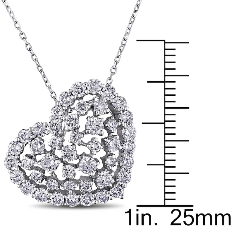 Miadora 14k White Gold 2ct TDW Diamond Heart Necklace