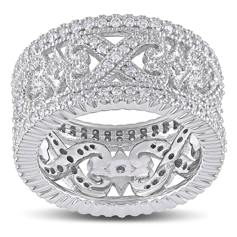 Miadora Signature Collection 14k White Gold 1ct TDW Diamond Cocktail Ring