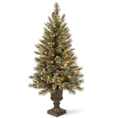 5-foot Glittery Bristle Entrance Tree with Clear Lights