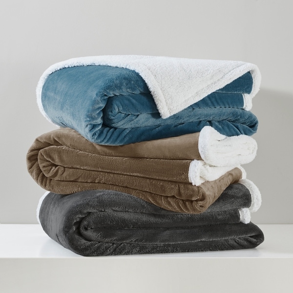 Madison Park Microlight Plush to Berber Blanket Bed Bath