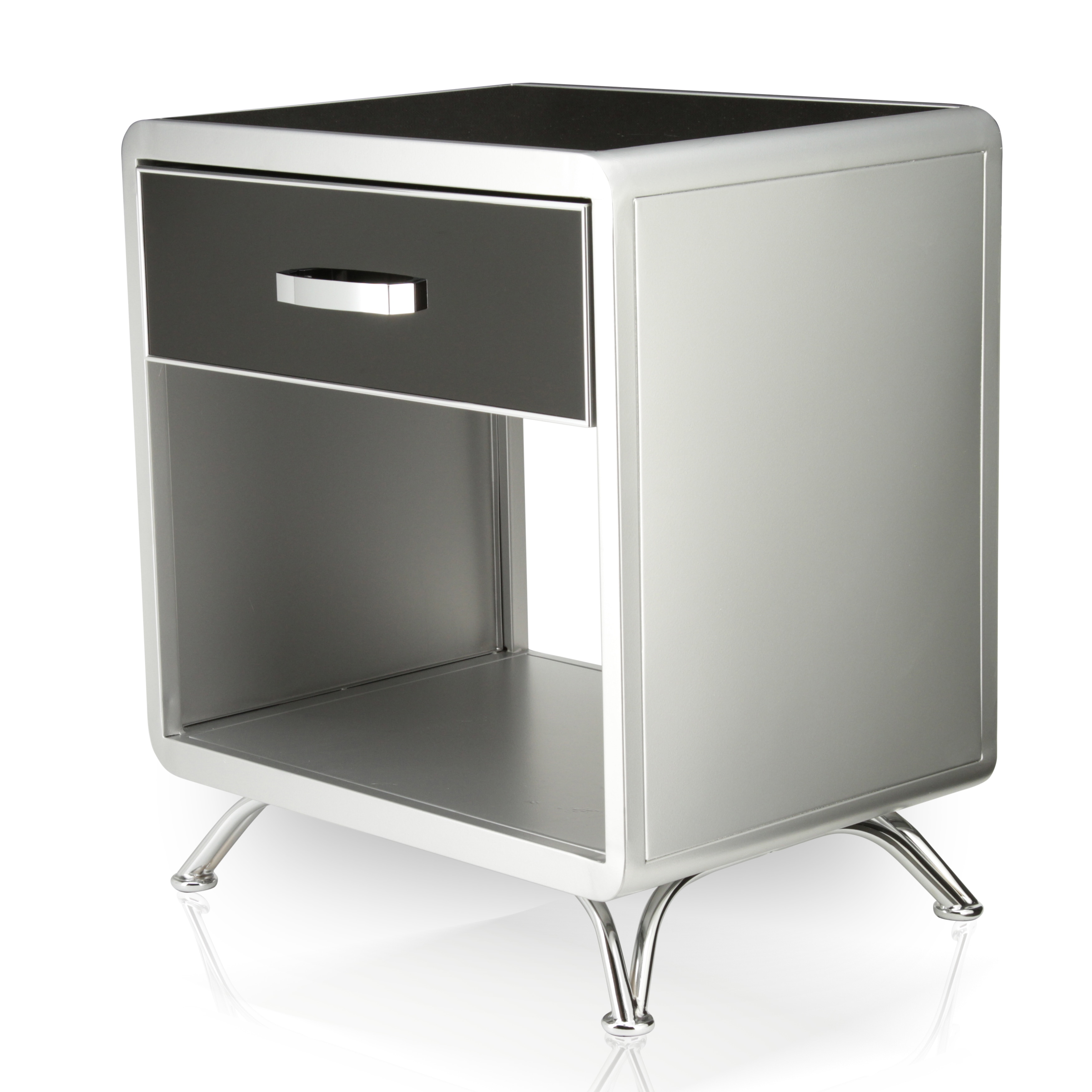Shop Furniture Of America Armande Silver And Black Metal Nightstand Overstock 9423841