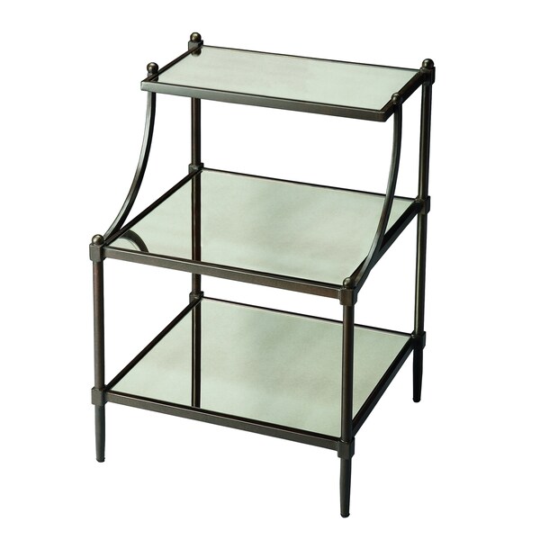 Shop Butler Transitional Rectangular Mirrored Tiered Side Table Gray