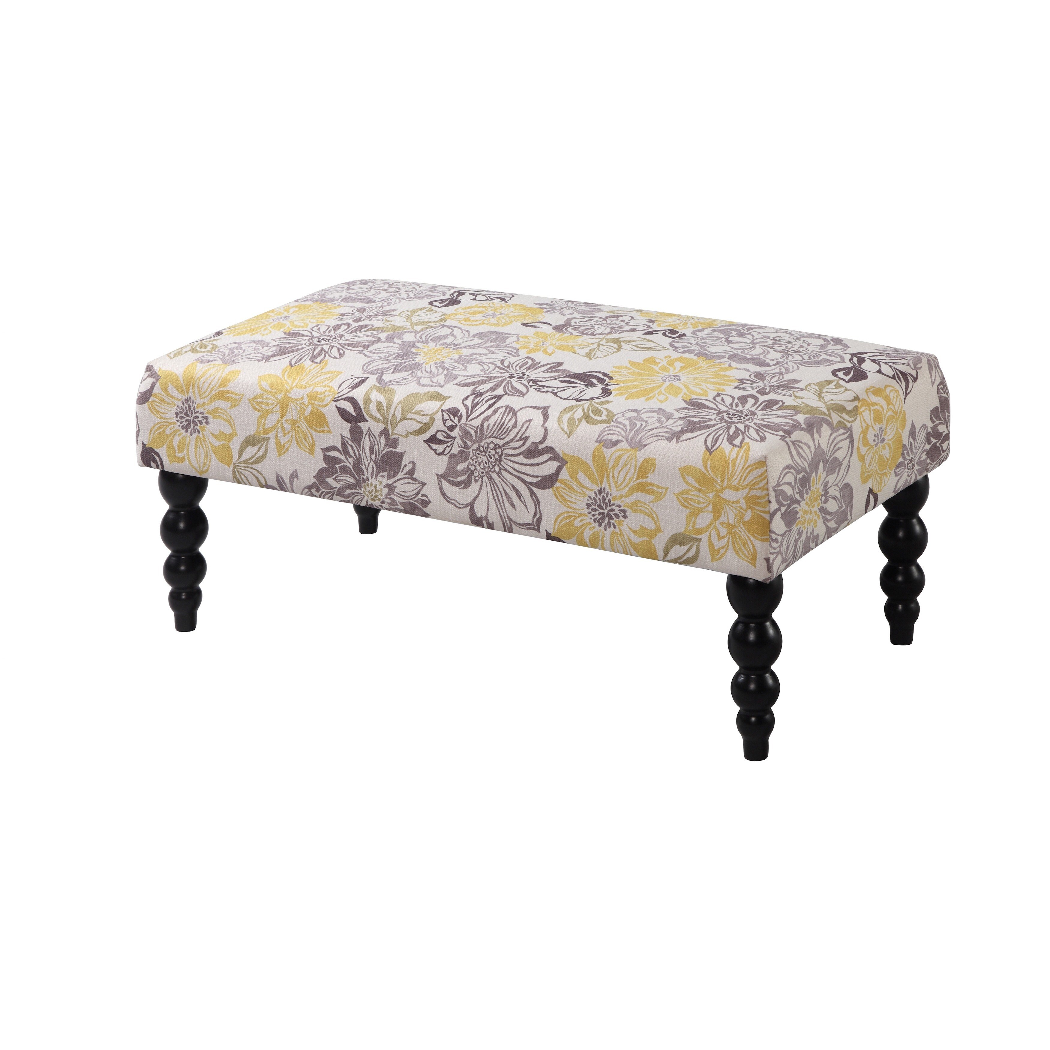 floral upholstered bench